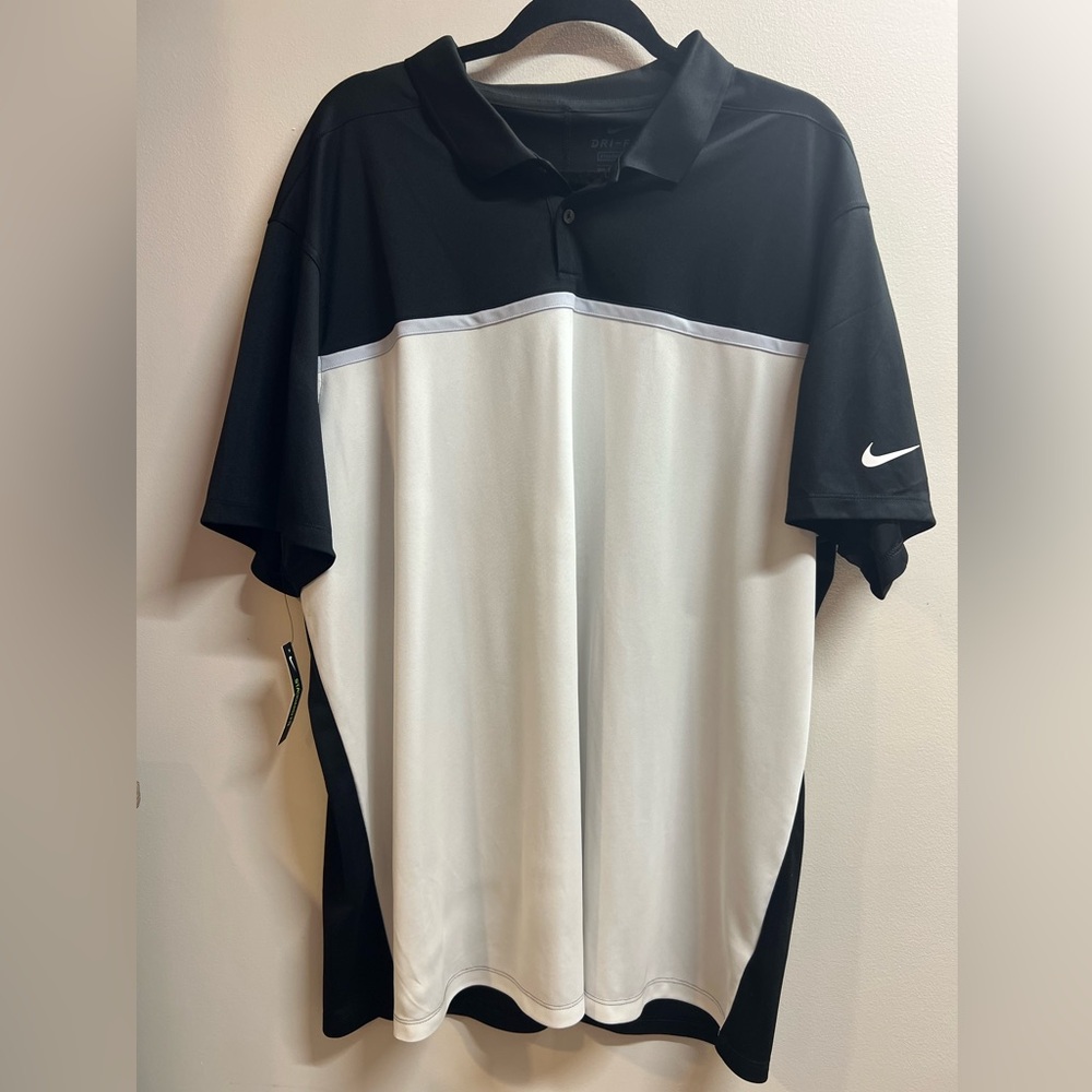 Nike Dri-Fit Men’s Black and White Standard Fit Polo Shirt